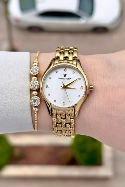 Daniel Klein Sarı Renk 24 Ay Garantili 30 mm Hediye Paketli Kadın Kol Saati