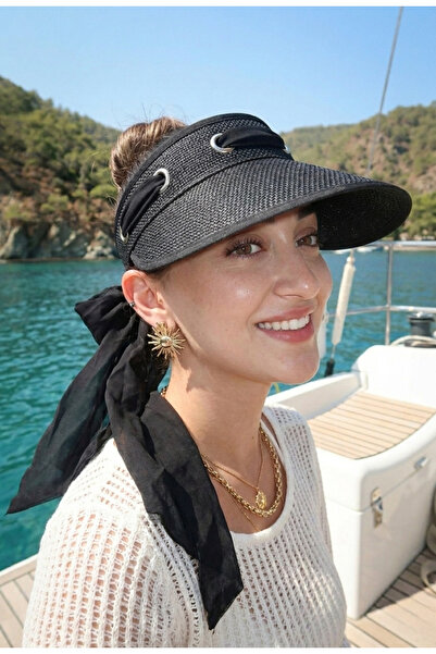 LAGRANZE Summer Scarf Detailed Visor Hat
