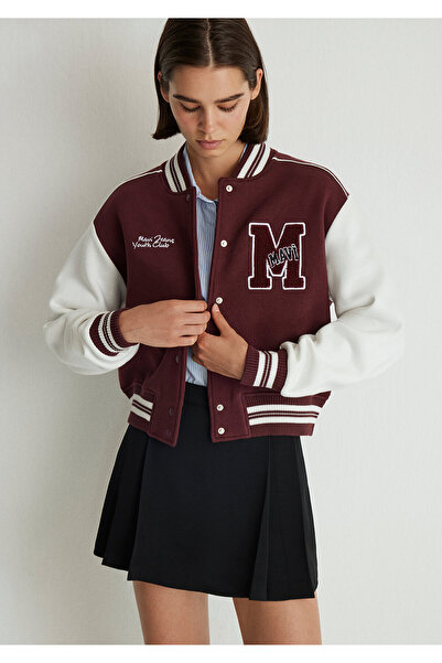 Mavi M Logo Patchli Burgundy Bomber Jacket 1110636-70434
