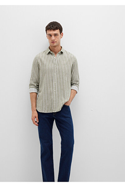 Mavi Gestreiftes grünes Hemd Slim Fit / Enger Schnitt 0211698-91114
