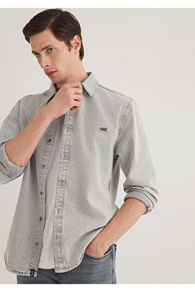 Mavi Μπλουζάκι Roy Lux Grey Jeans, Slim Fit Slim Fit