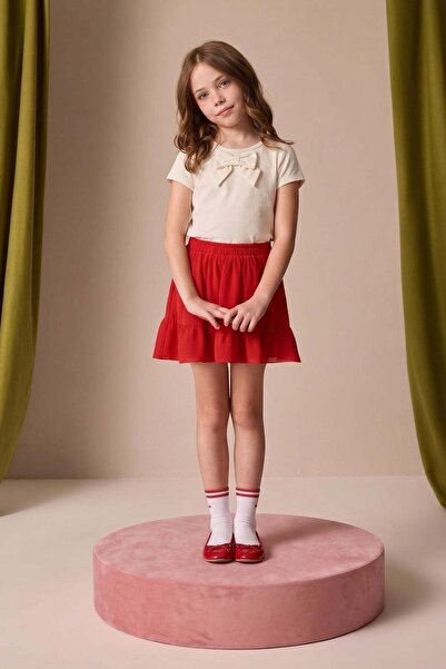 Fulla Moda 23 aprilie Fusta pentru fete cu talie elastică și straturi