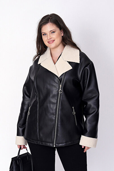 Büyük Moda ΔΕΡΜΑΤΙΝΟ ΠΑΛΤΟ ΜΕ ΕΠΕΞΕΡΓΑΣΜΕΝΟ ΕΞΩΤΕΡΙΚΟ ΚΑΤΑΣΤΡΟΦΟ