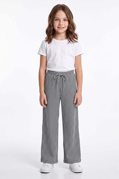 Fulla Moda Ελαστικό ελαστικόμεσο ριγέ παντελόνι Palazzo για κορίτσια