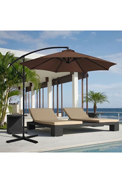 jumi Ομπρέλα 3 μέτρων με πλαϊνό κοντάρι, καφέ