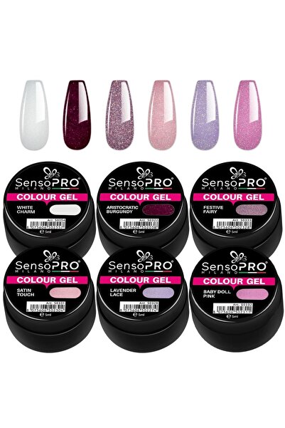 SensoPRO Milano Σετ 6 χρωματιστών τζελ UV Glam Sparkle,