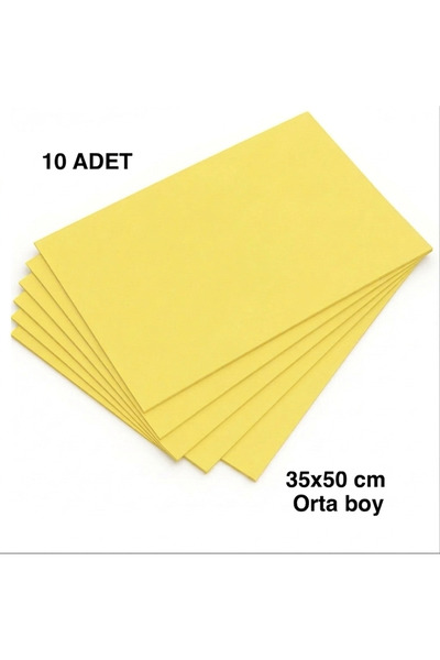 e Erta 35x50 Cm Sarı Renkli Mukavva Karton 10 Adet Fon Kartonu Sert Renkli Ka...