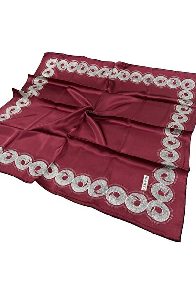 ARMANDA Μεταξωτό μαντήλι με φύλλα - Φύλλο - Κεράσι