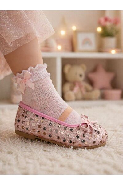 KANTEX Κοριτσίστικες μπαλαρίνες με λεπτομέρεια φιόγκου με κλιπ βέλκρο, αντιολ...