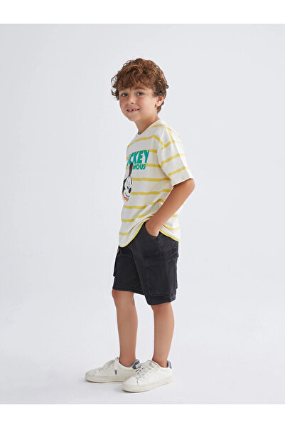 LC Waikiki LCW Kids Siyah Beli Lastikli Erkek Çocuk Jean Şort