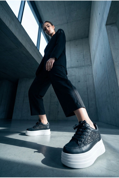 inizio Siyah Gizli Ökçe Kadın Sneaker EW1010