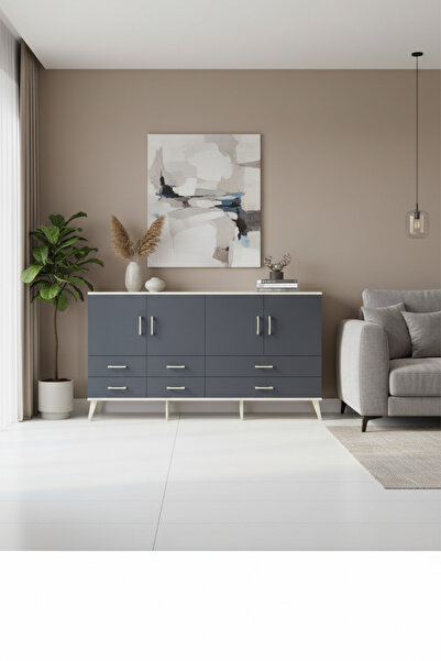 Dienni Arges Konsol 6 Raflı 6 Çekmeceli 4 Kapaklı 176x30x99 Aytaşı-Antrasit