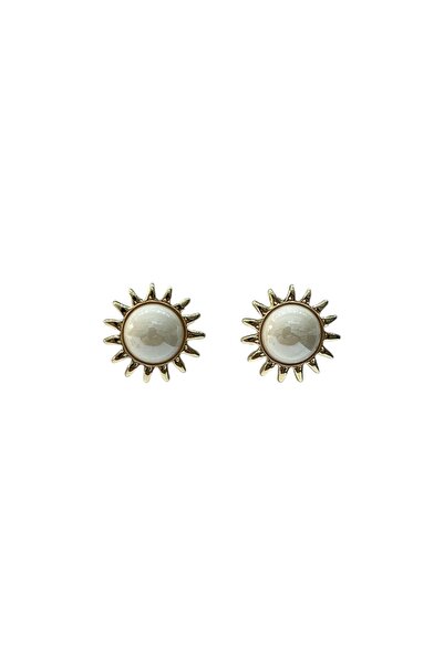 stravis Gold Color Pearl Sun Earrings