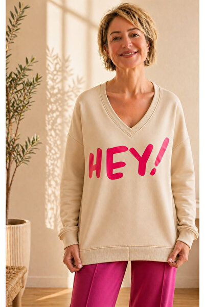 satya Hey! Soft Beige Sweatshirt