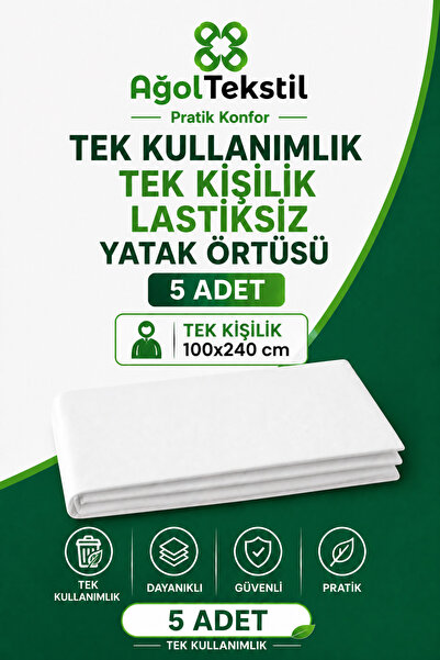 ağol tekstil Tek Kullanımlık Yatak Örtüsü Tek Kişilik Lastiksiz – 100x240 Cm ...