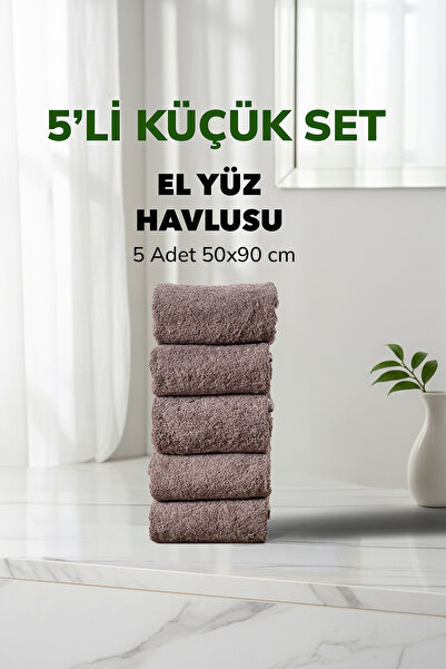 Cotto Home Σετ 5 τεμαχίων ριγέ γκρι μαλακές βαμβακερές πετσέτες χεριών και πρ...