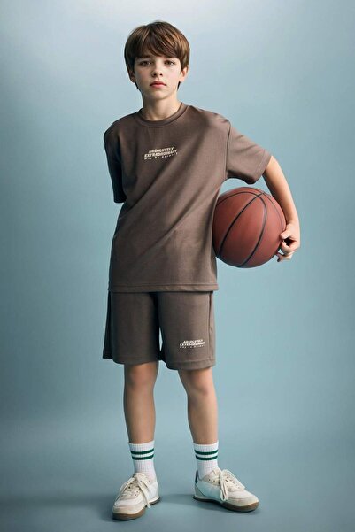 DeFacto Oversized Slogan Printed Modal Shorts for Boys H3108A826Sm