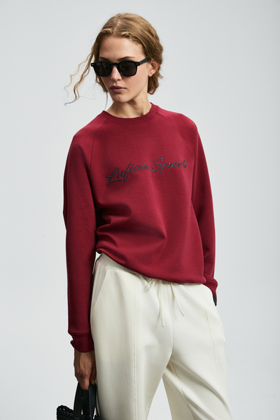 Lufian Γυναικείο πλεκτό φούτερ Ander σε μπορντό χρώμα