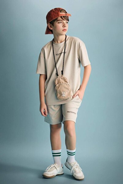 DeFacto Oversized Slogan Printed Modal Shorts for Boys H3108A826Sm