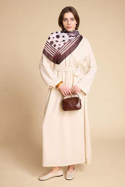 DeFacto Λινό Μικτό φόρεμα μάξι με ζώνη H0027AX26SP