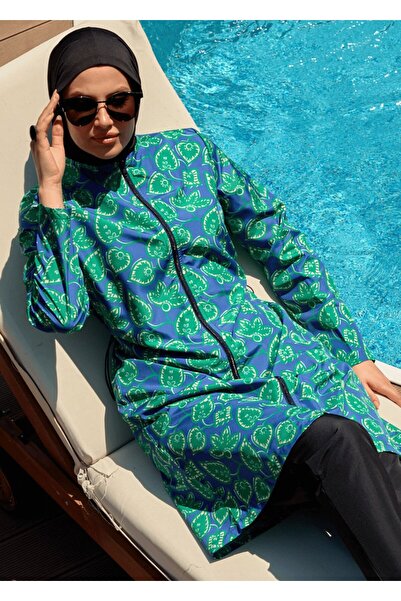 HOUSE OF MODEST نمط أوراق ملابس السباحة المظلة
