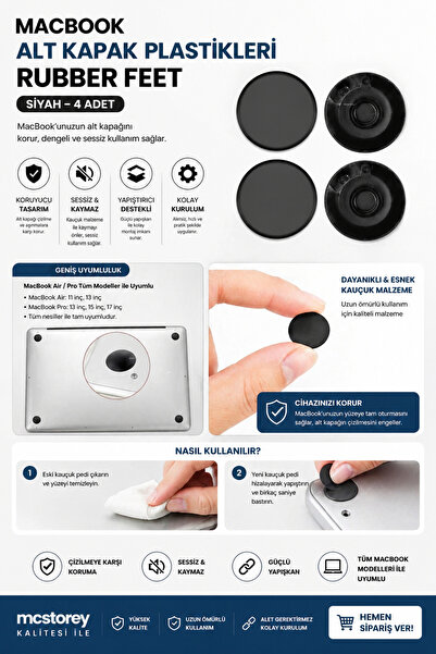 Mcstorey Macbook Air-Pro 11inc 13inc 15inc 17inc Alt Kapak Plastikleri Rubber...