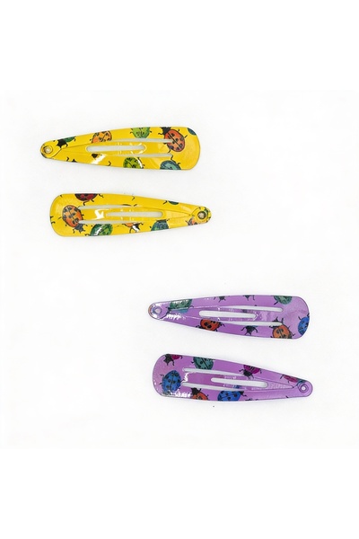 OR Bleu Kids Hair Barrette Clips, Yellow and Purple, Metal, Animal Print, Dai...