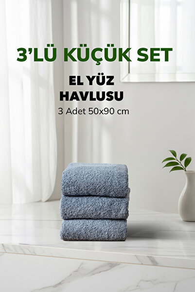 Cotto Home Σετ 3 τεμαχίων Ριγέ Μπλε Χρώμα Μαλακές Βαμβακερές Πετσέτες Χεριών ...