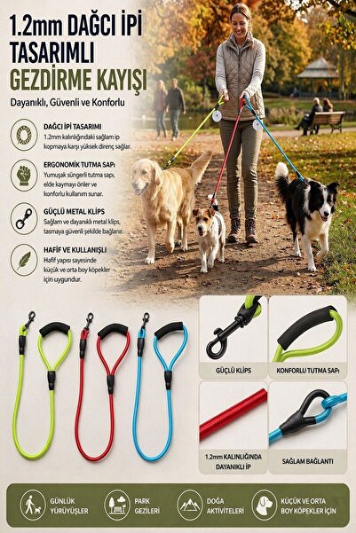 House Bird 1.2mm Dağcı İpi Tasarımlı Köpek Gezdirme Kayışı – Dayanıklı, Güven...