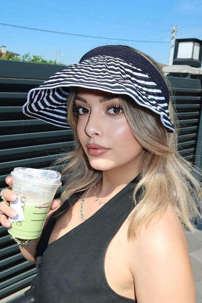 TAKIŞTIR Ασπρόμαυρο Πτυσσόμενο Καπέλο/Στέμμα ηλιοπροστασίας