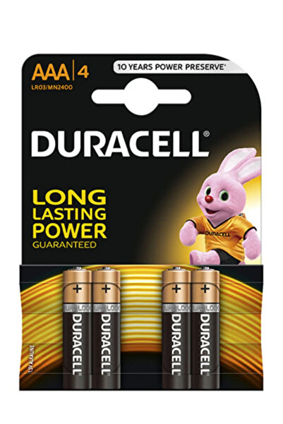 Duracell AAA LR03, Σετ 4 αλκαλικές μπαταρίες, μεγάλη διάρκεια ζωής
