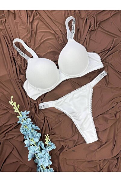 ROZENİN LINGERIE Taş Detaylı Destekli Sütyen Tanga İç Çamaşır Takımı