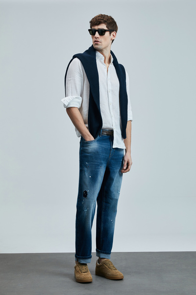 Lufian Salvator Smart Jean Men's Trousers Slim Fit Blue