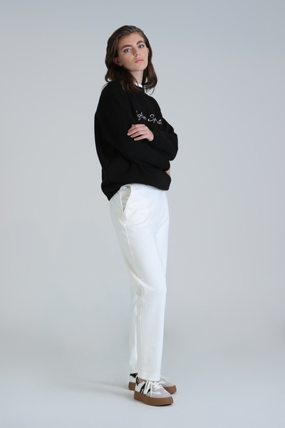 Lufian Γυναικείο πλεκτό παντελόνι Amber σε λευκό χρώμα