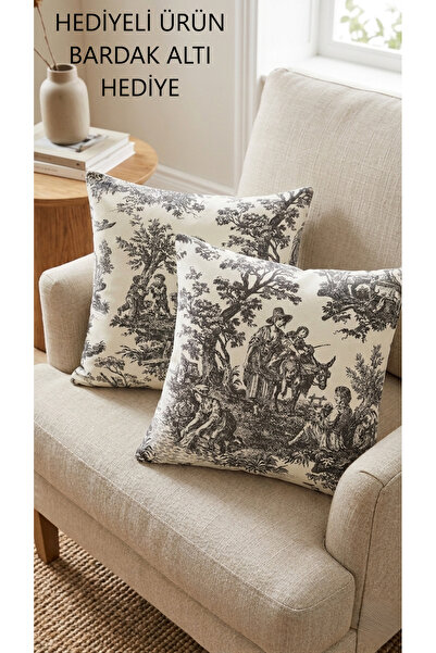 shopshop Μαύρο Σετ Ρουστίκ Vintage Διακοσμητικό Κάλυμμα Μαξιλαριού 2 τεμαχίων...