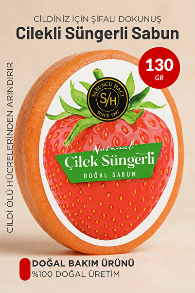 Sabuncu Hacı Natural Sponge Soap with Strawberry Extract (Helps Repair Sunken...