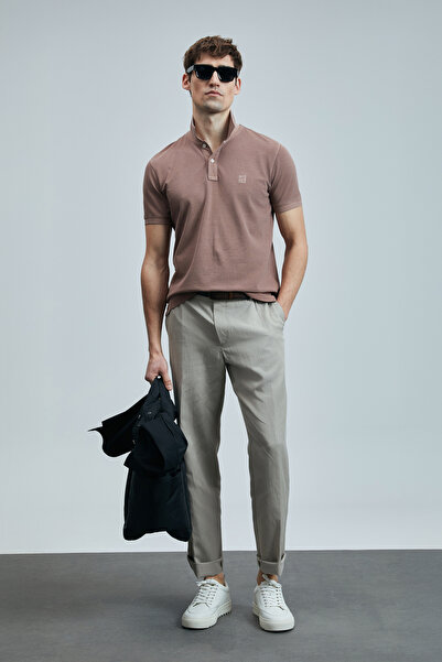 Lufian Ανδρικό μπλουζάκι πόλο Vernon Smart με κανέλα