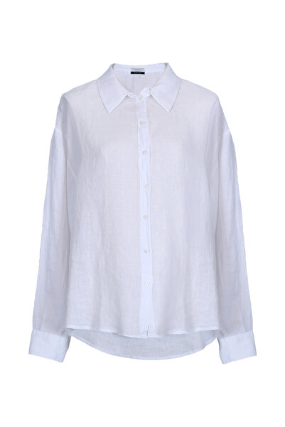 Lufian Λευκό Λινό Γυναικείο Πουκάμισο - Barri