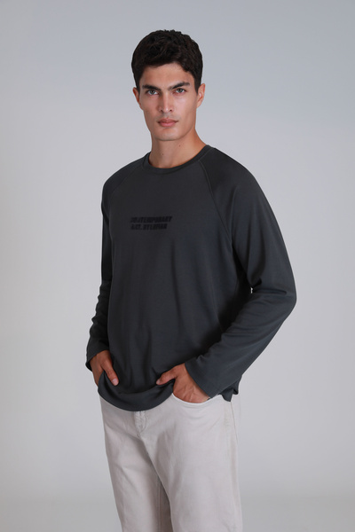 Lufian Men's Khaki Long Sleeve T-Shirt - Holly