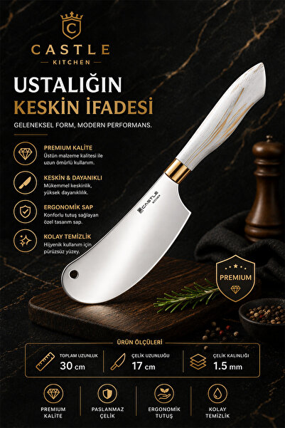 CASTLE KITCHEN Papatya Serisi 3 Lü Mutfak Bıçağı Et Ekmek Sebze Mutfak Şef Bıçak Seti ( Lzl-263 )