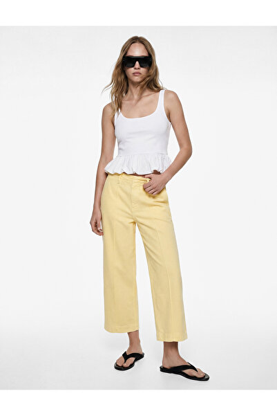 Koton Κοντό παντελόνι με φαρδιά μπατζάκια, με ραβδώσεις και λεπτομέρεια στην ...