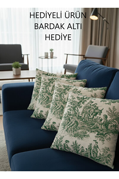 shopshop Πράσινο Γαλλικό Χωριάτικο Ρουστίκ Διακοσμητικό Σετ με 4 Μαξιλαροθήκες