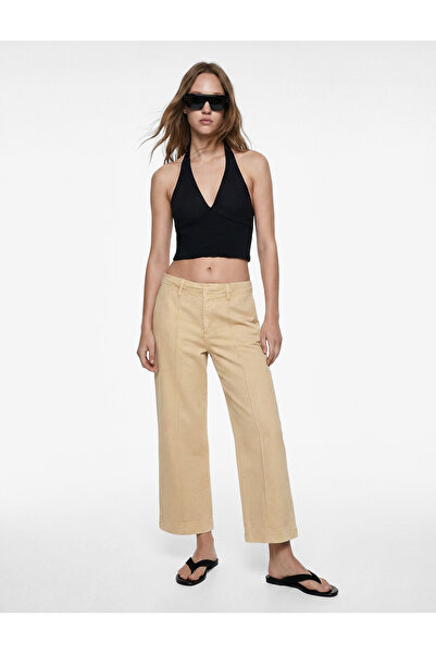 Koton Κοντό παντελόνι με φαρδιά μπατζάκια, με ραβδώσεις και λεπτομέρεια στην ...