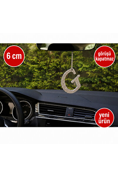 Arabasına Aşıklar Kulubü Letter g Rearview Mirror Necklace - Silver Stone Orn...