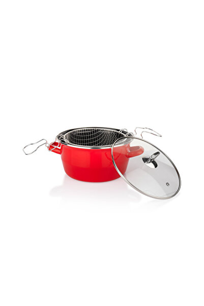 Schafer Fry Çıtır Kızartma Tenceresi 22 Cm 3 Parça-Kırmızı