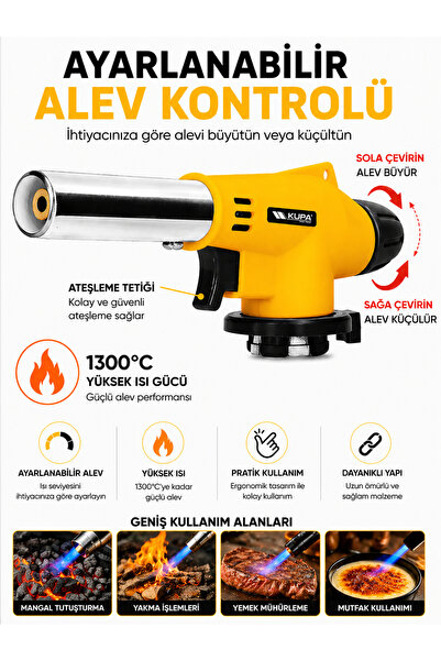 Kupa 1300 Dereceye Kadar Yüksek Isı Veren Ayarlanabilir Alev Kontrollü Pürmüz...