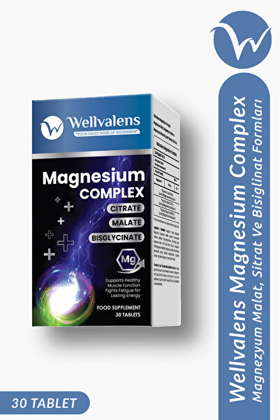Wellvalens Magnezyum Complex 30 Tablet Sitrat Malat Bisglisinat Yüksek Emilim