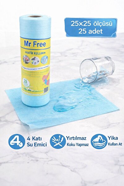 MRFREE Hijyenik Temizlik Bezi Mikrofilament Rulo Bez Sihirli Bez 25 Yaprak