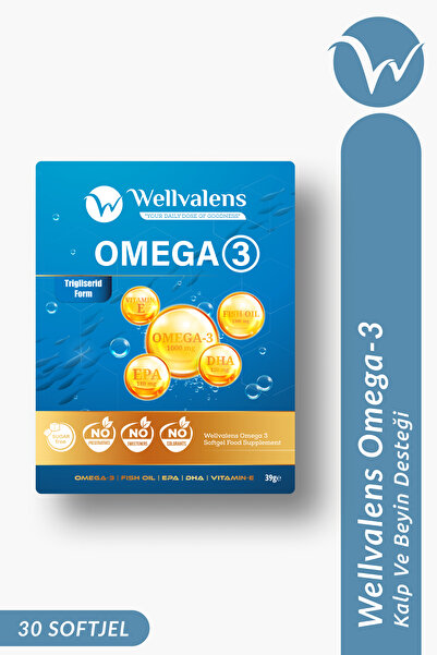 Wellvalens 1000 mg Omega-3 Balık Yağı - EPA & DHA Destekli 30 Yumuşak Kapsül ...