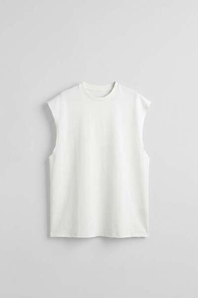 ablukaonline Men's Basketball Player Model Oversize Sleeveless T-Shirt White
